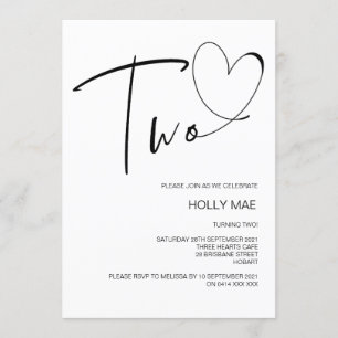 Invitation simple pour le deuxième anniversaire De