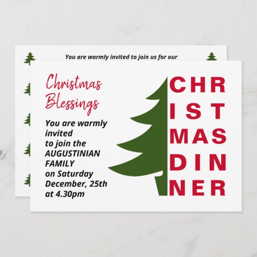 Invitation simple pour le dîner de Noël (Devant / Derrière)