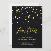 Invitation simple pour les 14 ans avec thème Noir (Devant)