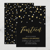 Invitation simple pour les 14 ans avec thème Noir (Devant / Derrière)