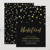 Invitation simple pour les 19 ans avec Black & Gol (Devant / Derrière)