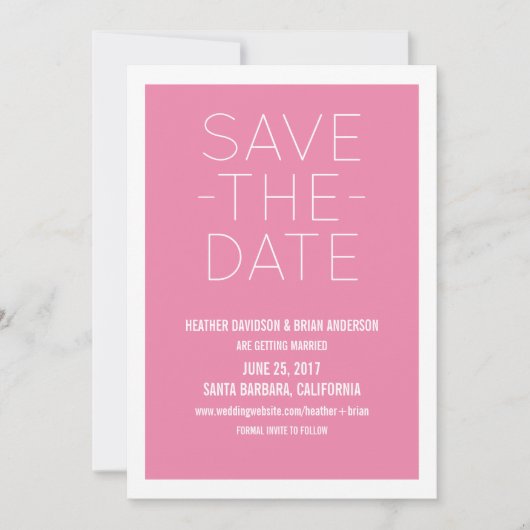 Invitation simple pour sauvegarder la date, Rose (Devant)