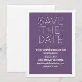 Invitation simple pour Sauvegarder la Date, Violet (Devant / Derrière)