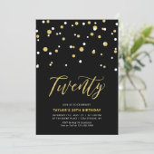 Invitation simple pour un 20e anniversaire en noir (Debout devant)