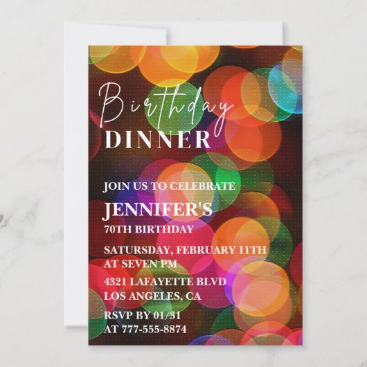 Invitation simple pour un dîner d'anniversaire 70 (Devant)