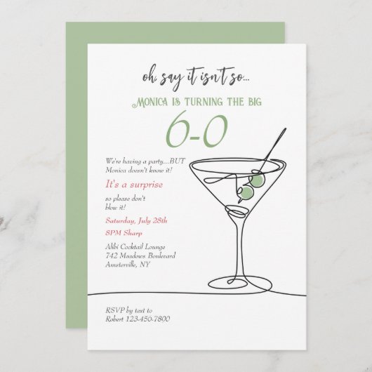 Invitation simple pour un Martini (Devant / Derrière)