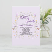 Invitation simple pour une baby shower avec fleurs (Debout devant)