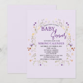Invitation simple pour une baby shower avec fleurs (Devant / Derrière)