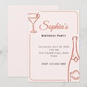 Invitation simple pour une fête d'anniversaire adu (Devant / Derrière)