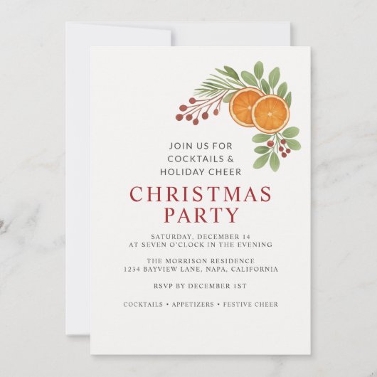 Invitation simple pour une fête de Noël (Devant)