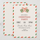 Invitation simple pour une fête de Noël avec Holly (Devant / Derrière)