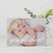 Invitation Simple Proposition de Marraine Script Blanc Photo (Debout devant)