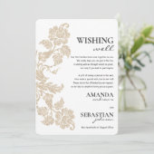 Invitation Simple puits de vœux floral élégant en or blanc (Debout devant)