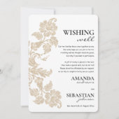 Invitation Simple puits de vœux floral élégant en or blanc (Devant)