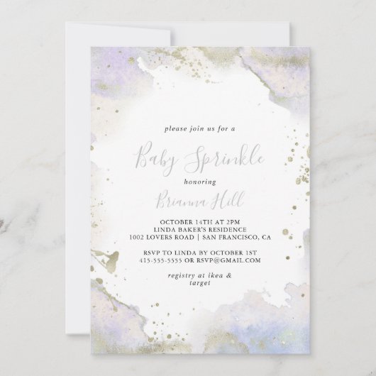 Invitation Simple Purple Minimaliste Baby Sprinkl (Devant)