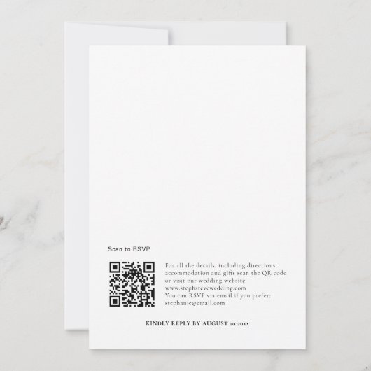 Invitation Simple QR Code Mariage noir blanc (Dos)