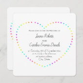 Invitation Simple Rainbow Heart Lesbian Mariage (Devant / Derrière)