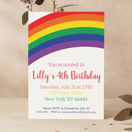 Invitation Simple Rainbow Party Invitation, Rainbow Birthday