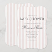 Invitation simple rayée pour une baby shower (Devant / Derrière)
