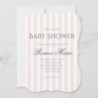 Invitation simple rayée pour une baby shower