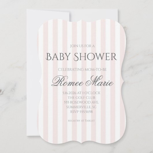 Invitation simple rayée pour une baby shower (Devant)