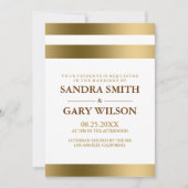 Invitation Simple rayures dorées sur fond blanc Mariage (Devant)