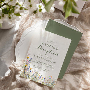 Invitation Simple Réception de Mariage aux Fleurs Sauvages Se