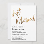 Invitation Simple Réception de Mariage Calligraphiée en Or (Devant)