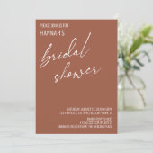 Invitation Simple Réception de Mariage Terracotta Manuscrite (Debout devant)