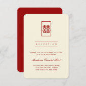 Invitation Simple Rectangle double bonheur Mariage chinois (Devant / Derrière)