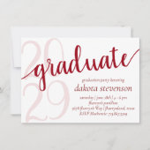 Invitation Simple Red Graduate | Script Gras Cherry Grad Anné (Devant)