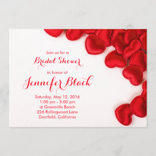 Invitation Simple Red Hearts Valentine's Fête des mariées