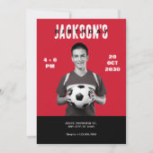 Invitation Simple Red Photo Soccer Magazine Couverture Annive (Devant)