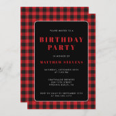 Invitation simple Red Plaid Anniversaire (Devant / Derrière)