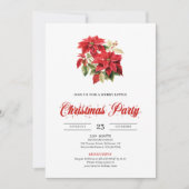Invitation Simple Red Poinsettia Botanical Holiday Christmas (Devant)
