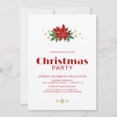 Invitation Simple Red Poinsettia fête de Noël (Devant)
