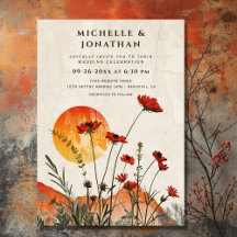 Simple Red Poppies Boho Fleurs sauvages Sunset Mar