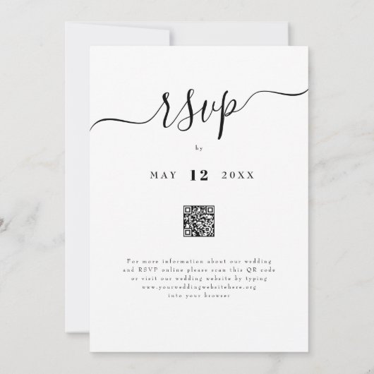 Invitation Simple Red Rose élégant Script Code QR (Dos)
