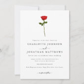 Invitation Simple Red Rose élégant Script QR Code Mariage (Devant)