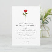 Invitation Simple Red Rose élégant Script QR Code Mariage (Debout devant)