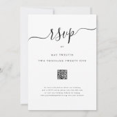 Invitation Simple Red Rose élégant Script QR Code Mariage (Dos)