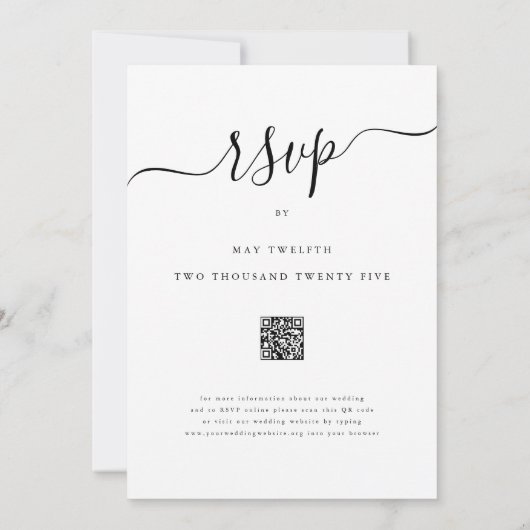 Invitation Simple Red Rose élégant Script QR Code Mariage (Dos)