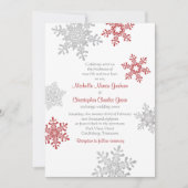 Invitation Simple Red Silver Snowflake Mariage d'hiver (Devant)