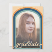 Invitation Simple Retro Blue Arch Photo Graduation Party (Devant)