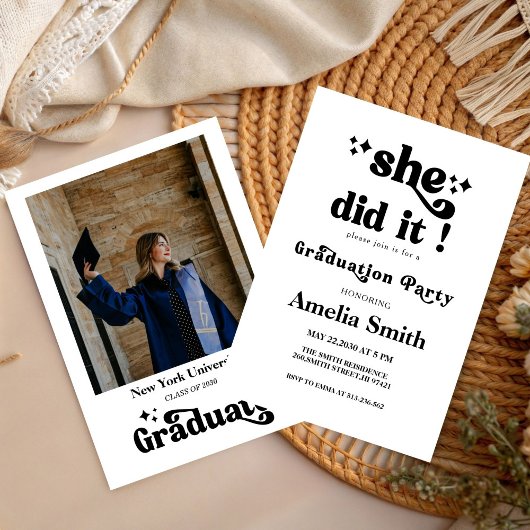 Invitation Simple Retro Boho Graduation Class of 2026 