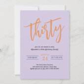 Invitation Simple Retro Lilac et Orange 30ème anniversaire (Devant)