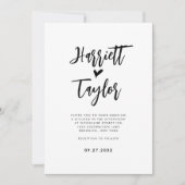 Invitation Simple Romantique Lovely Heart Script Mariage phot (Devant)