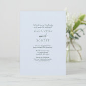 Invitation Simple Romantique Mariage Bleu Vert  (Debout devant)