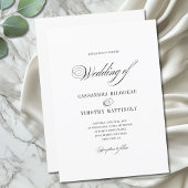Invitation Simple romantique noir et blanc Mariage de script