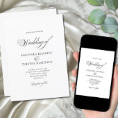 Invitation Simple romantique noir et blanc Mariage de script